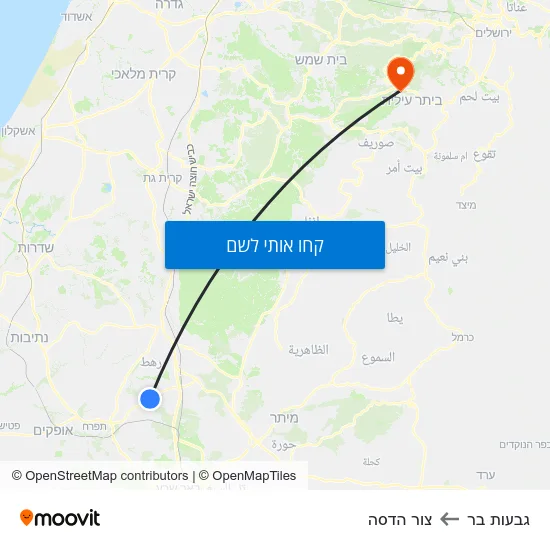 מפת גבעות בר לצור הדסה