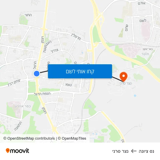 מפת נס ציונה לנצר סרני