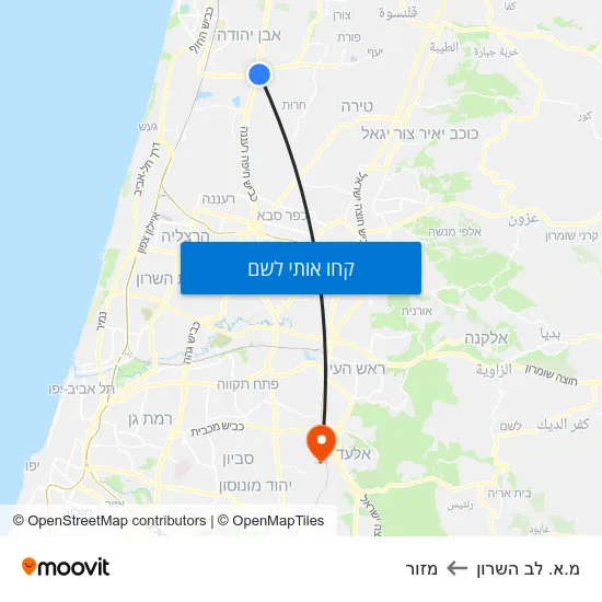 מפת מ.א. לב השרון למזור