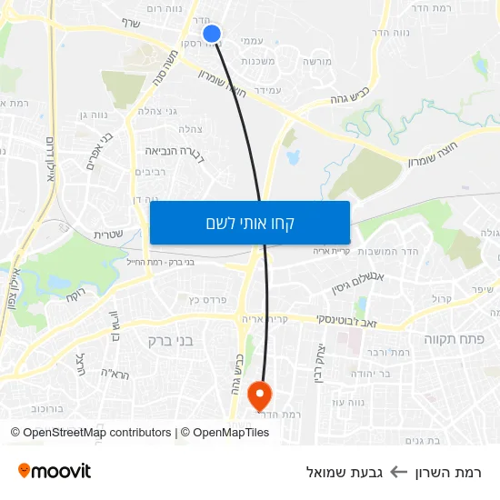 מפת רמת השרון לגבעת שמואל