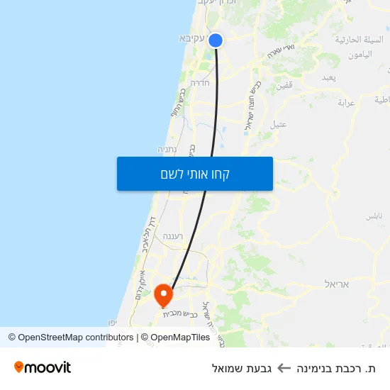 מפת ת. רכבת בנימינה לגבעת שמואל