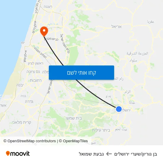 מפת בן גוריון/שערי ירושלים לגבעת שמואל