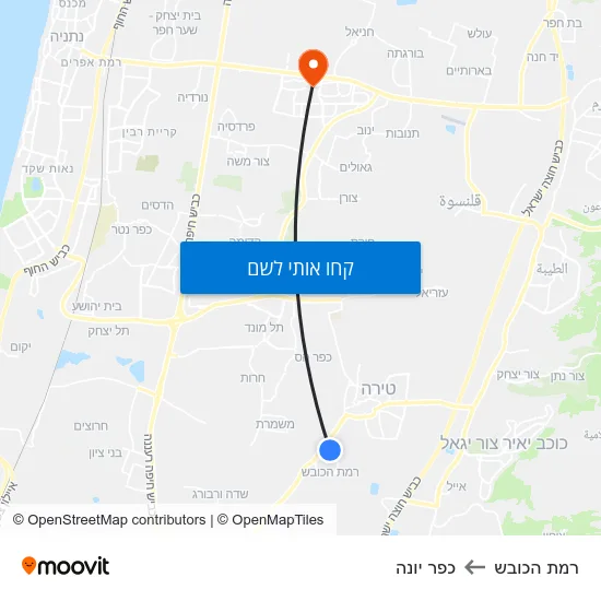מפת רמת הכובש לכפר יונה