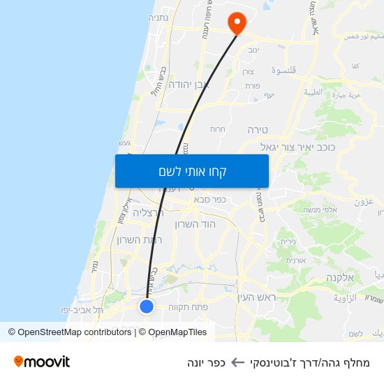 מפת מחלף גהה/דרך ז'בוטינסקי לכפר יונה