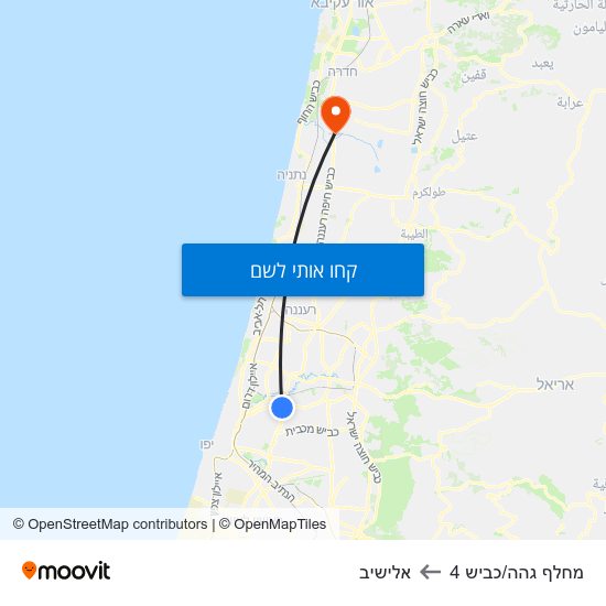 מפת מחלף גהה/כביש 4 לאלישיב