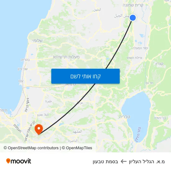 מפת מ.א. הגליל העליון לבסמת טבעון