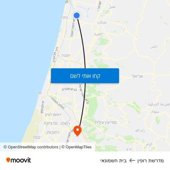 מפת מדרשת רופין לבית חשמונאי