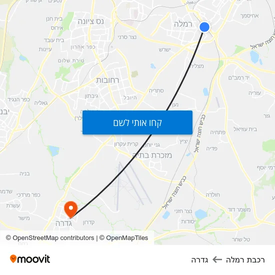 מפת רכבת רמלה לגדרה