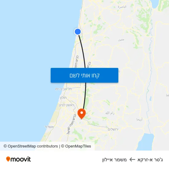 מפת ג'סר א-זרקא למשמר איילון
