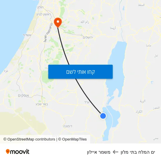 מפת ים המלח בתי מלון למשמר איילון