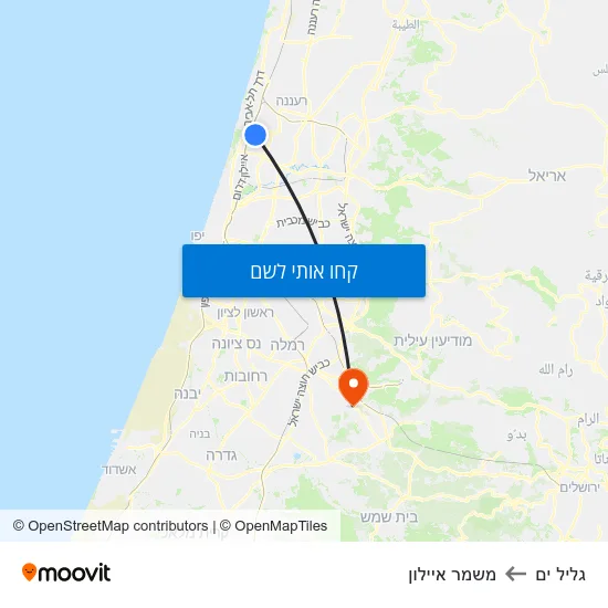 מפת גליל ים למשמר איילון