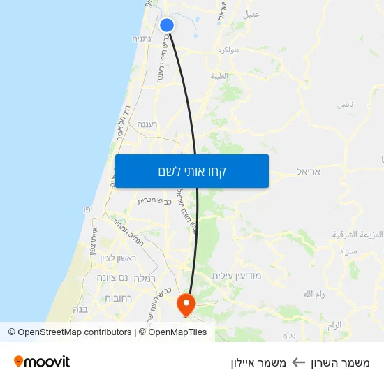 מפת משמר השרון למשמר איילון