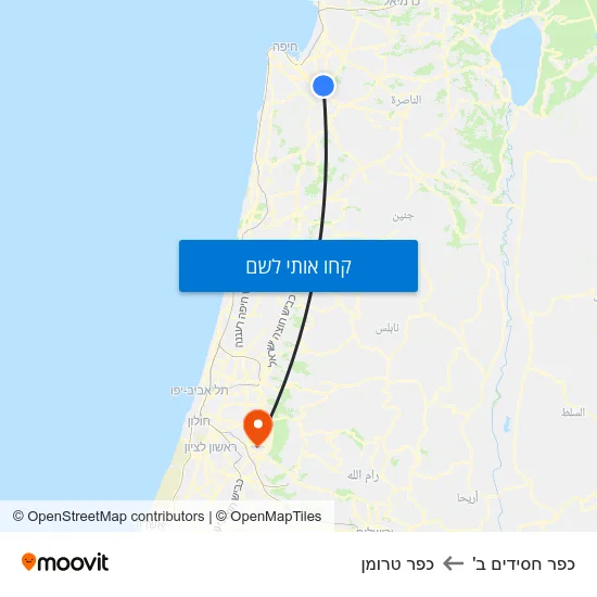 מפת כפר חסידים ב' לכפר טרומן