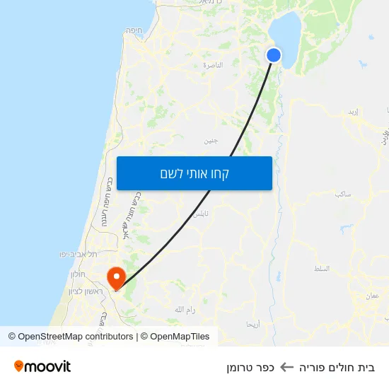 מפת בית חולים פוריה לכפר טרומן