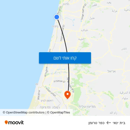 מפת בית ינאי לכפר טרומן
