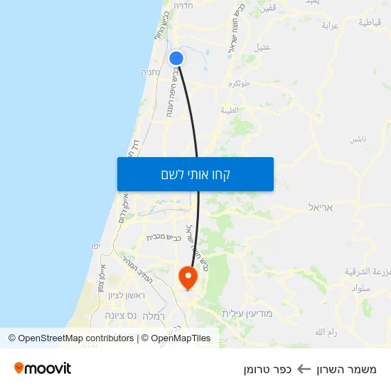 מפת משמר השרון לכפר טרומן