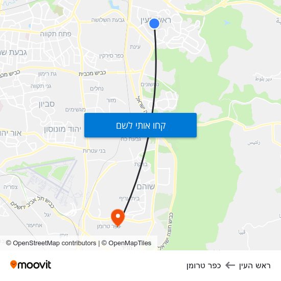 מפת ראש העין לכפר טרומן