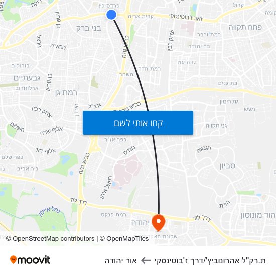 מפת ת.רק''ל אהרונוביץ'/דרך ז'בוטינסקי לאור יהודה