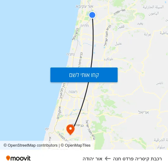 מפת רכבת קיסריה פרדס חנה לאור יהודה