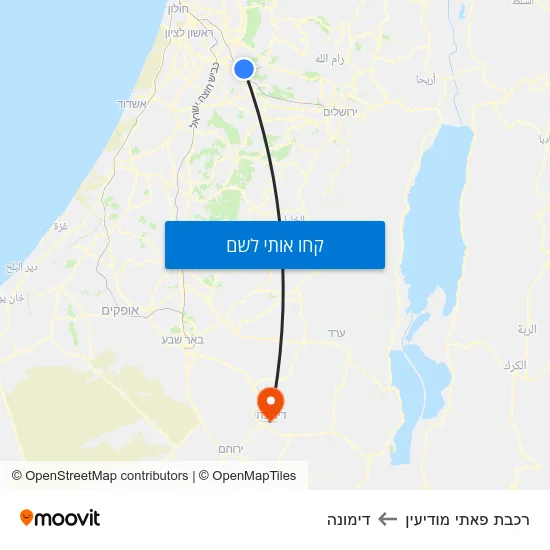מפת רכבת פאתי מודיעין לדימונה