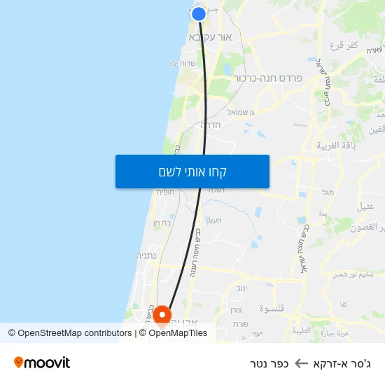 מפת ג'סר א-זרקא לכפר נטר
