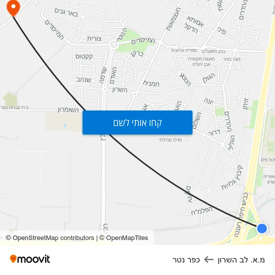 מפת מ.א. לב השרון לכפר נטר