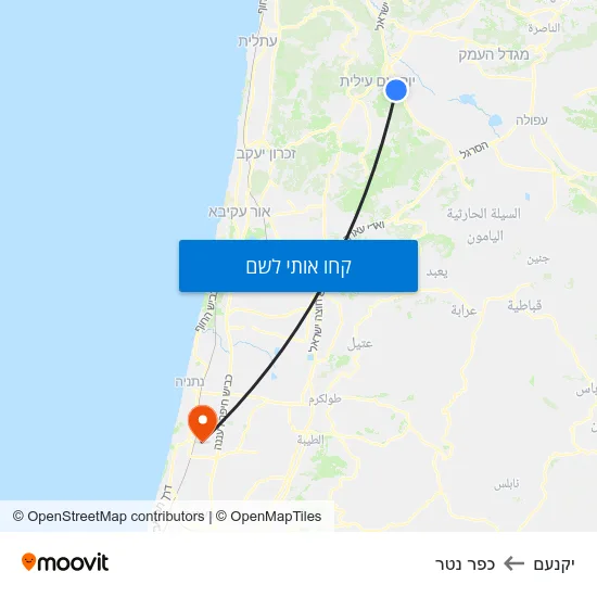 מפת יקנעם לכפר נטר