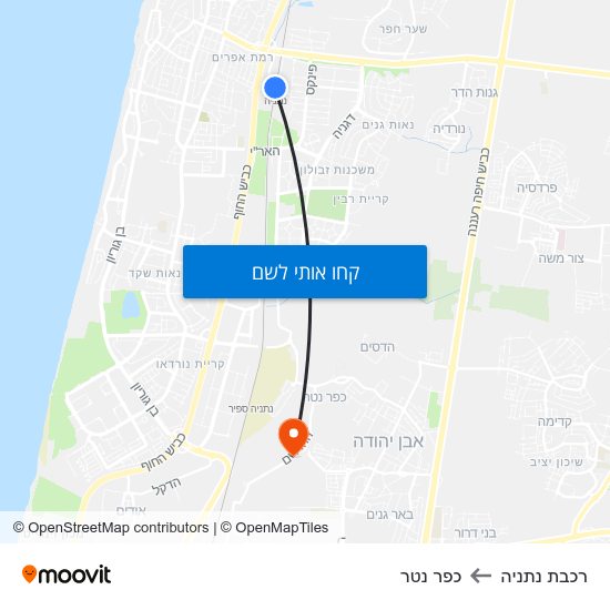 מפת רכבת נתניה לכפר נטר