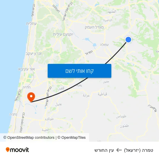 מפת טמרה (יזרעאל) לעין החורש