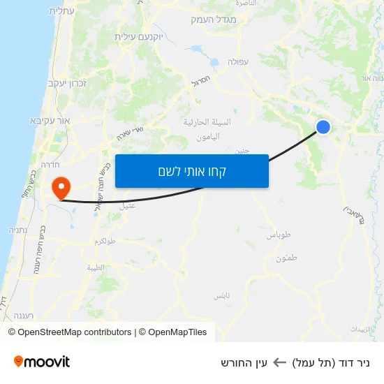 מפת ניר דוד (תל עמל) לעין החורש