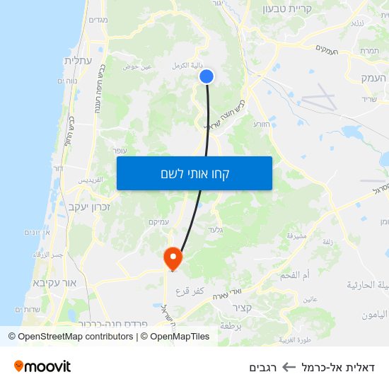 מפת דאלית אל-כרמל לרגבים