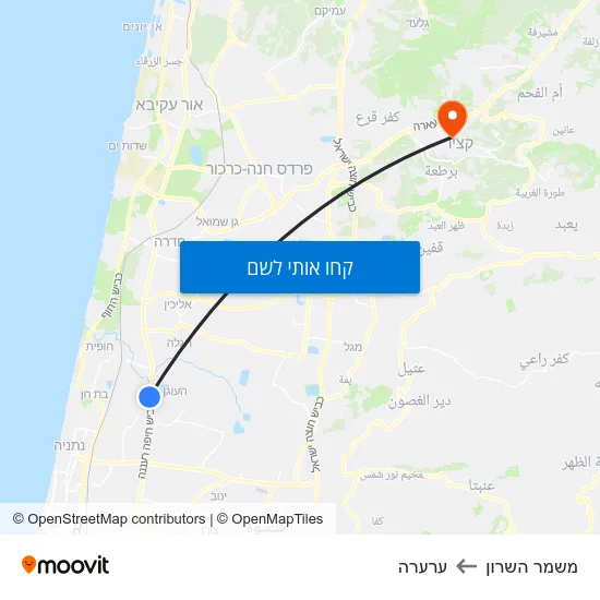 מפת משמר השרון לערערה