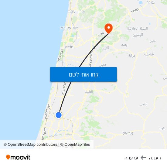 מפת רעננה לערערה