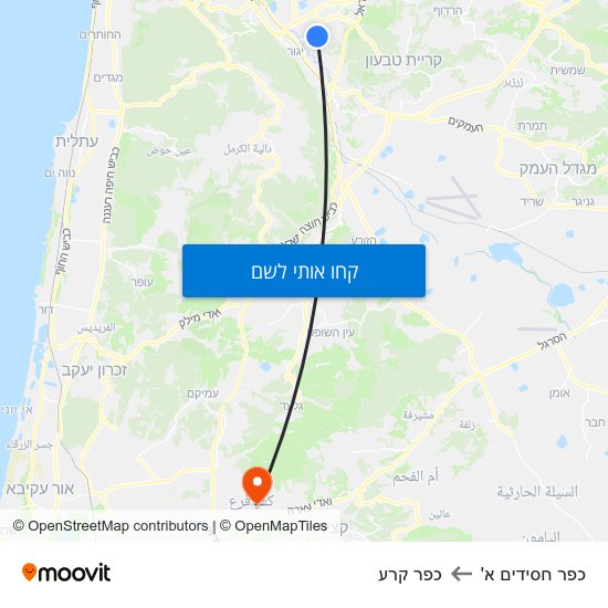 מפת כפר חסידים א' לכפר קרע