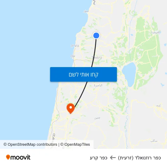 מפת כפר רוזנואלד (זרעית) לכפר קרע