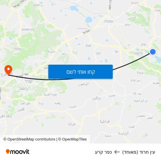 מפת עין חרוד (מאוחד) לכפר קרע