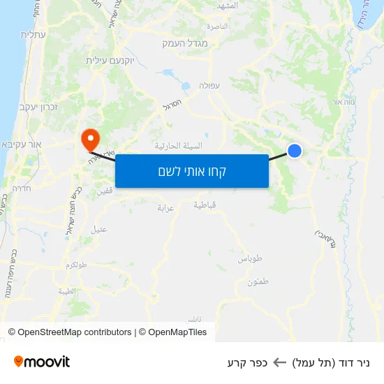 מפת ניר דוד (תל עמל) לכפר קרע
