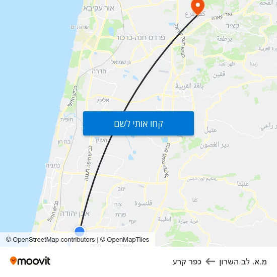 מפת מ.א. לב השרון לכפר קרע