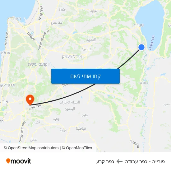 מפת פורייה - כפר עבודה לכפר קרע