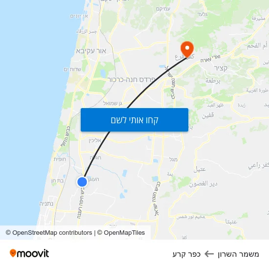 מפת משמר השרון לכפר קרע