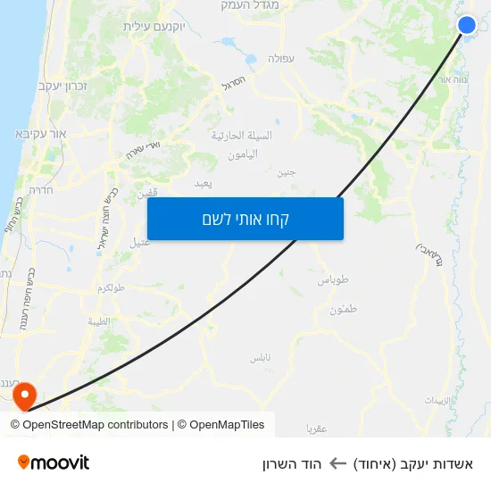 מפת אשדות יעקב (איחוד) להוד השרון