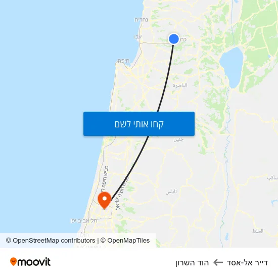 מפת דייר אל-אסד להוד השרון