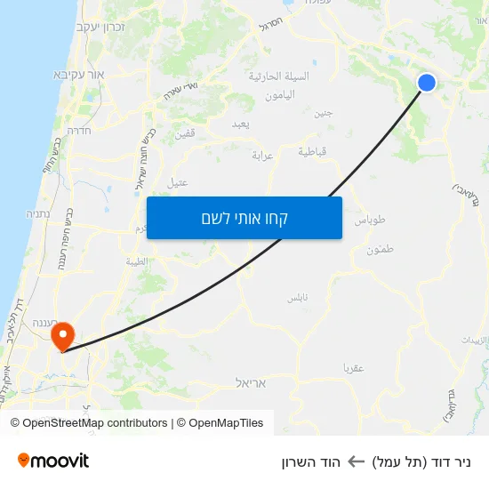 מפת ניר דוד (תל עמל) להוד השרון
