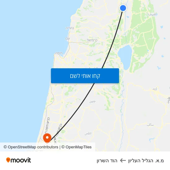 מפת מ.א. הגליל העליון להוד השרון