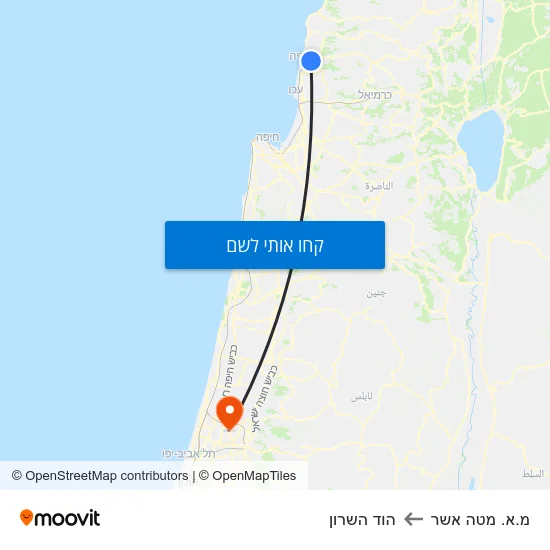 מפת מ.א. מטה אשר להוד השרון