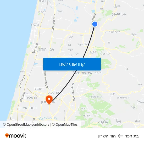 מפת בת חפר להוד השרון