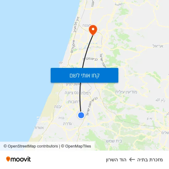 מפת מזכרת בתיה להוד השרון