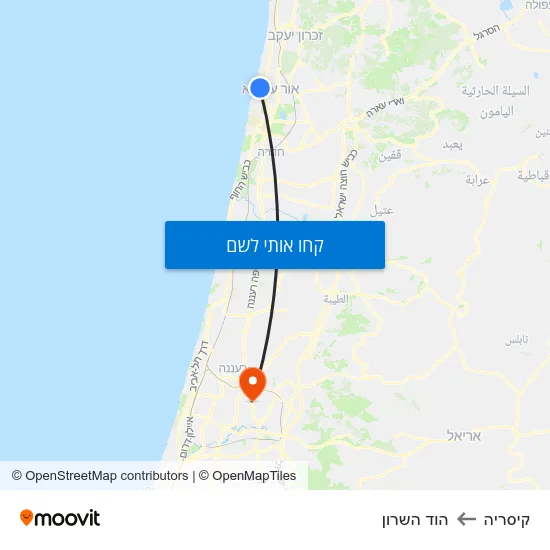 מפת קיסריה להוד השרון