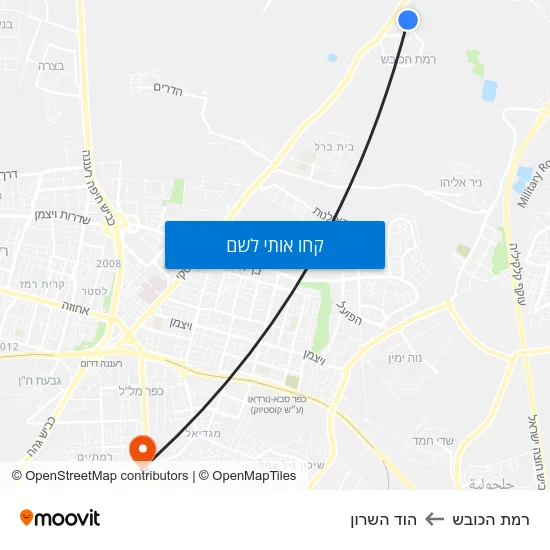 מפת רמת הכובש להוד השרון