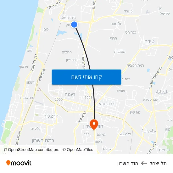 מפת תל יצחק להוד השרון